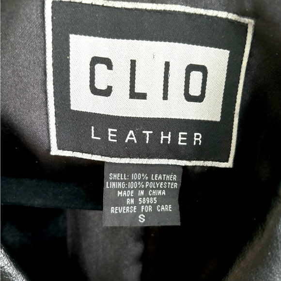 CLIO WOMENS BLACK 100% LEATHER 3 BUTTON FULLY LINED TWO FRONT POCKETS  SZ S - Picture 7 of 12